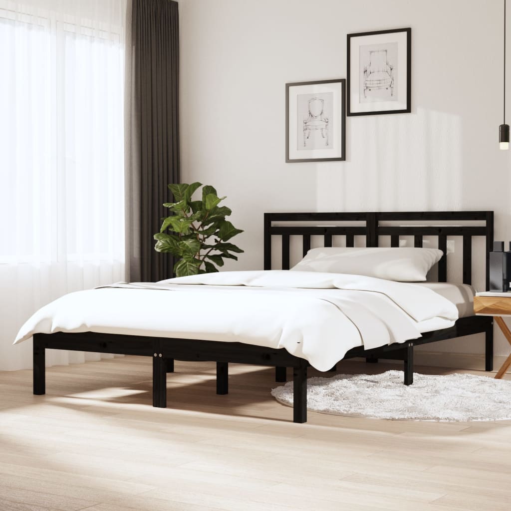 Sommier vidaXL Cadre de lit avec tête de lit 140x190 cm en bois de pin massif 872110 Sommier vidaXL Cadre de lit avec tête de lit 140x190 cm en bois de pin massif 872110