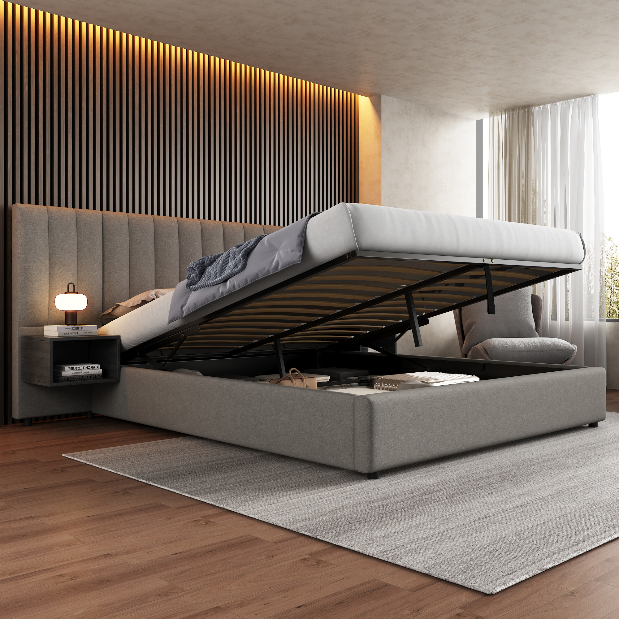 Bed Letto Comodini Integrati Struttura Letto Matrimoniale Minimal