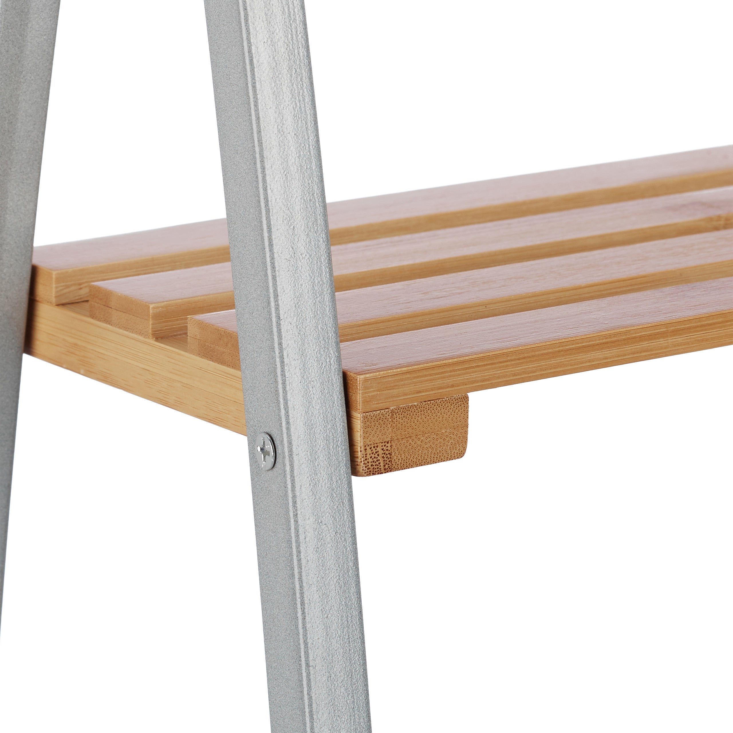 Porte-Serviettes Sur Pied Design X 2 Étagères Support Serviettes de Bain SDB 93x46x20cm, Bambou+Acier, Nature, Relaxdays - 7