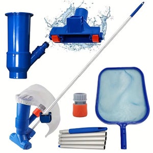 Kit Nettoyage Piscine Aspirateur Portable - Tige Aluminium 1,3 M + Sac Collecte - Bleu