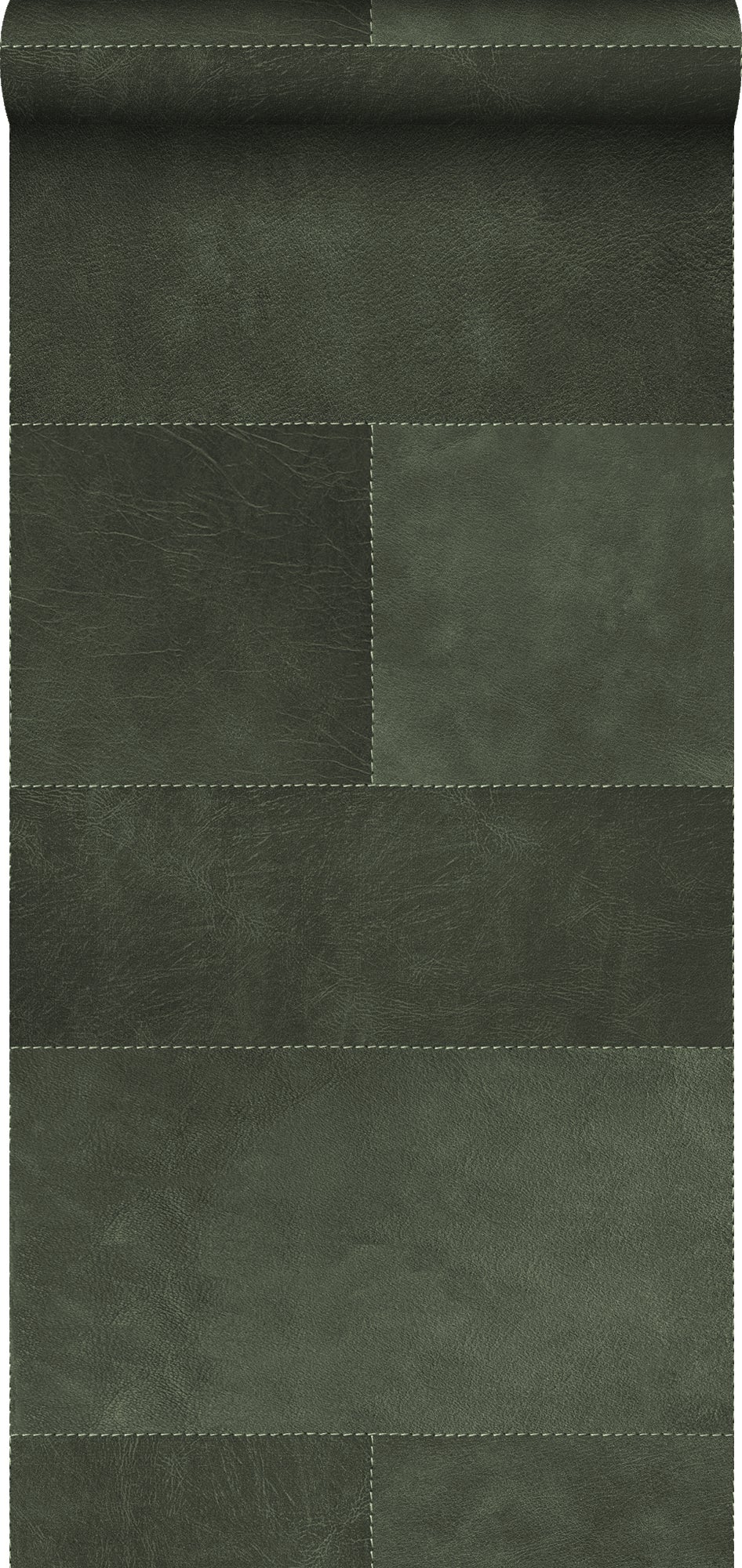 Tapeta XXL motyw płytek ze skórzanym wyglądem ciemnej zieleni - 50 x 837 cm - ORIGIN