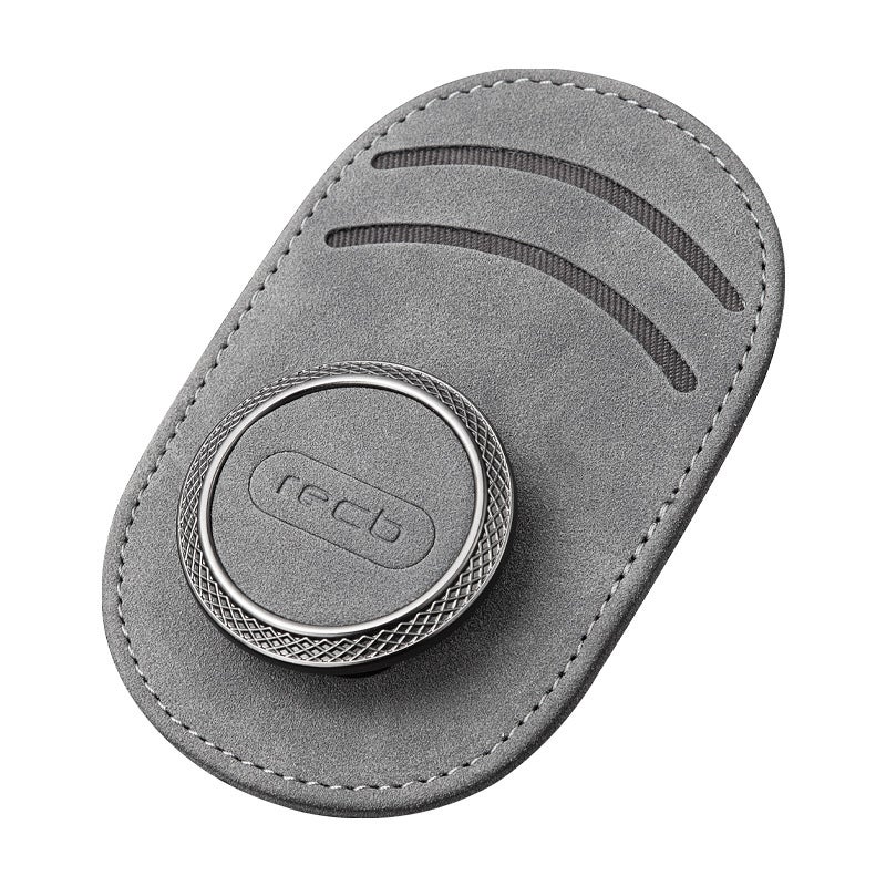 Custodia per occhiali da sole in pelle PU con clip agnetica per aletta parasole dell'auto - Texture intrecciata / Nero
