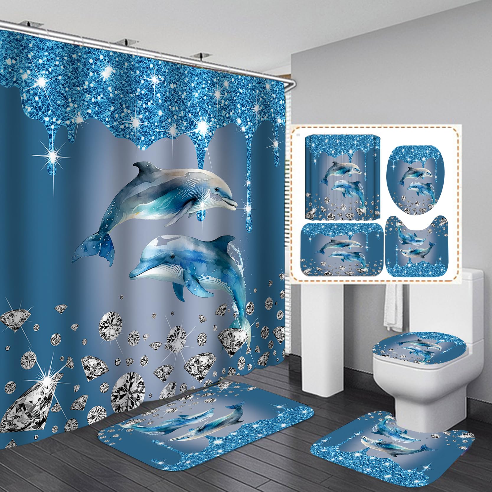 Ensembles De Rideaux De Douche Cheval 4 Pièces Ensemble De Salle De Bain Style 1 Rideau De Douche Impermeable Cheval Noir Animal Tapis De Contour 98814114