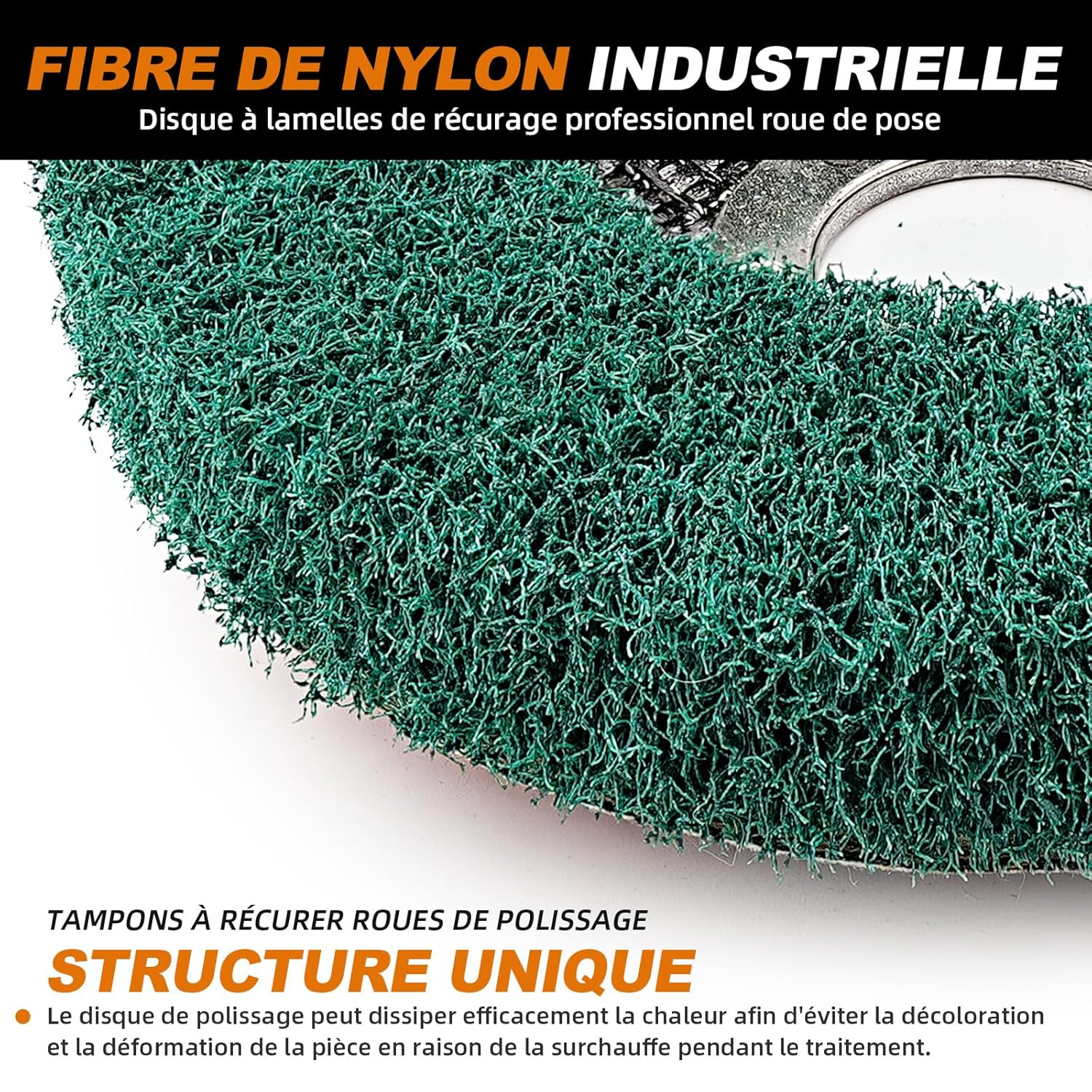 Lot de 6 Disque de Ponçage à Lamelles en Fibre de Nylon, 12.5 x 2.2 cm，180 Grit Roue de Polissage pour Meuleuse d'angle,Pour le nettoyage,l'ébavurage - 4