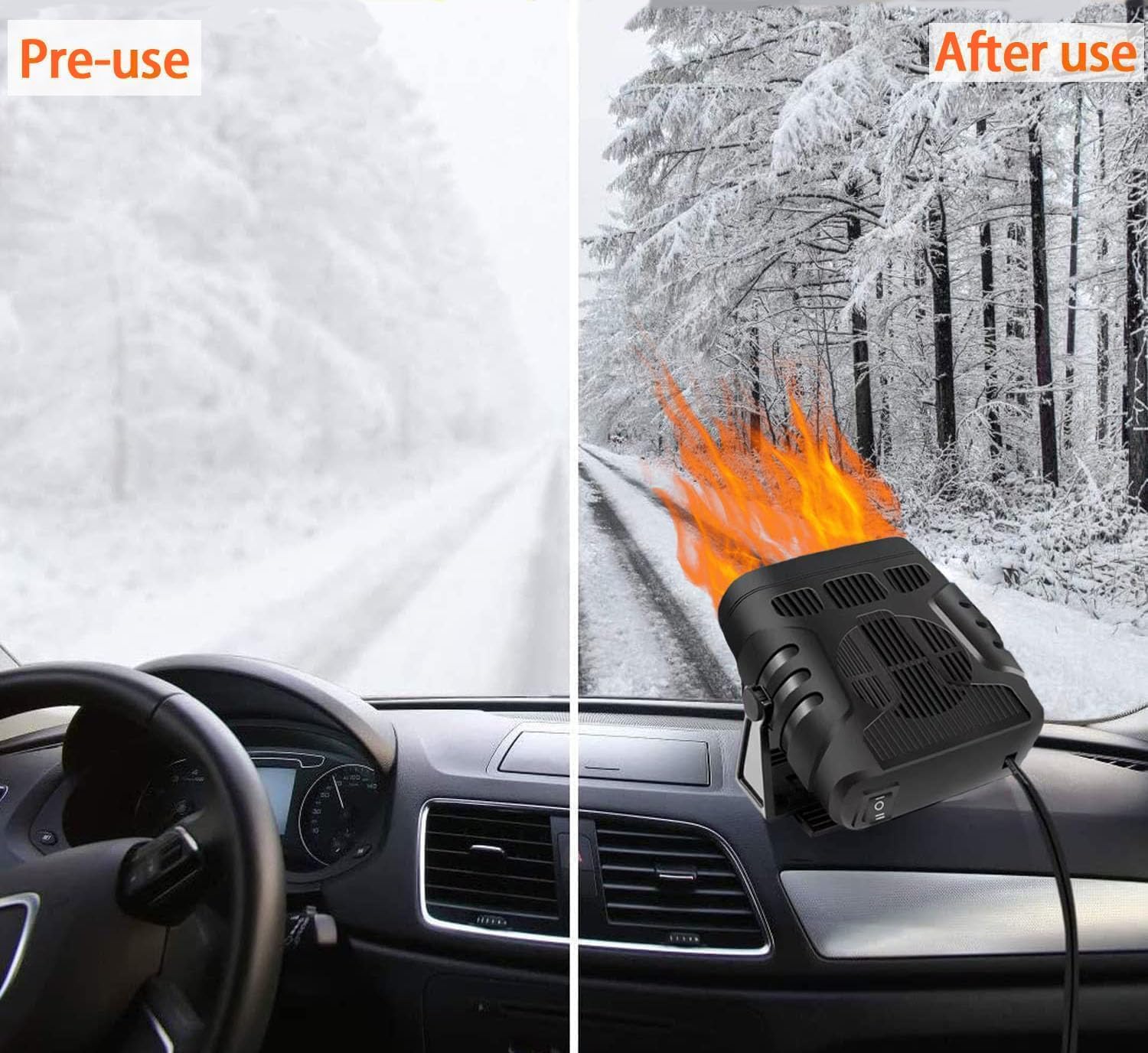 Przenośny podgrzewacz samochodowy 12 V, szybko nagrzewający się i odmrażający, regulowany w zakresie od 90° do 360°, z funkcją oczyszczania powietrza - 4
