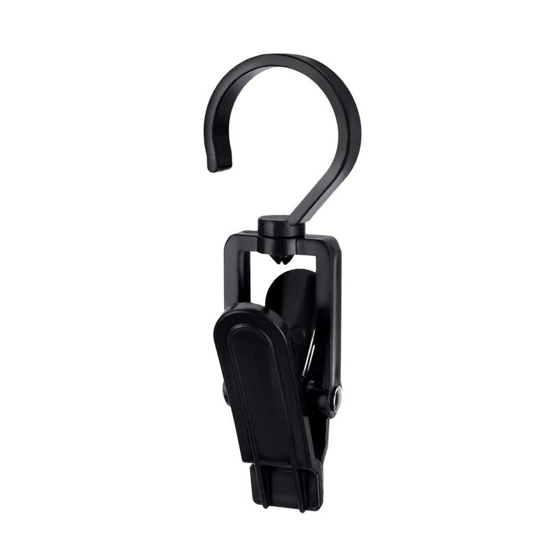 Zestaw 20 zaczepów akcesoriów z haczykiem - plastikowe wieszaki z klipsem i nacięciami, obrotowe haczyki, klipsy do butów/kozaków, czarne