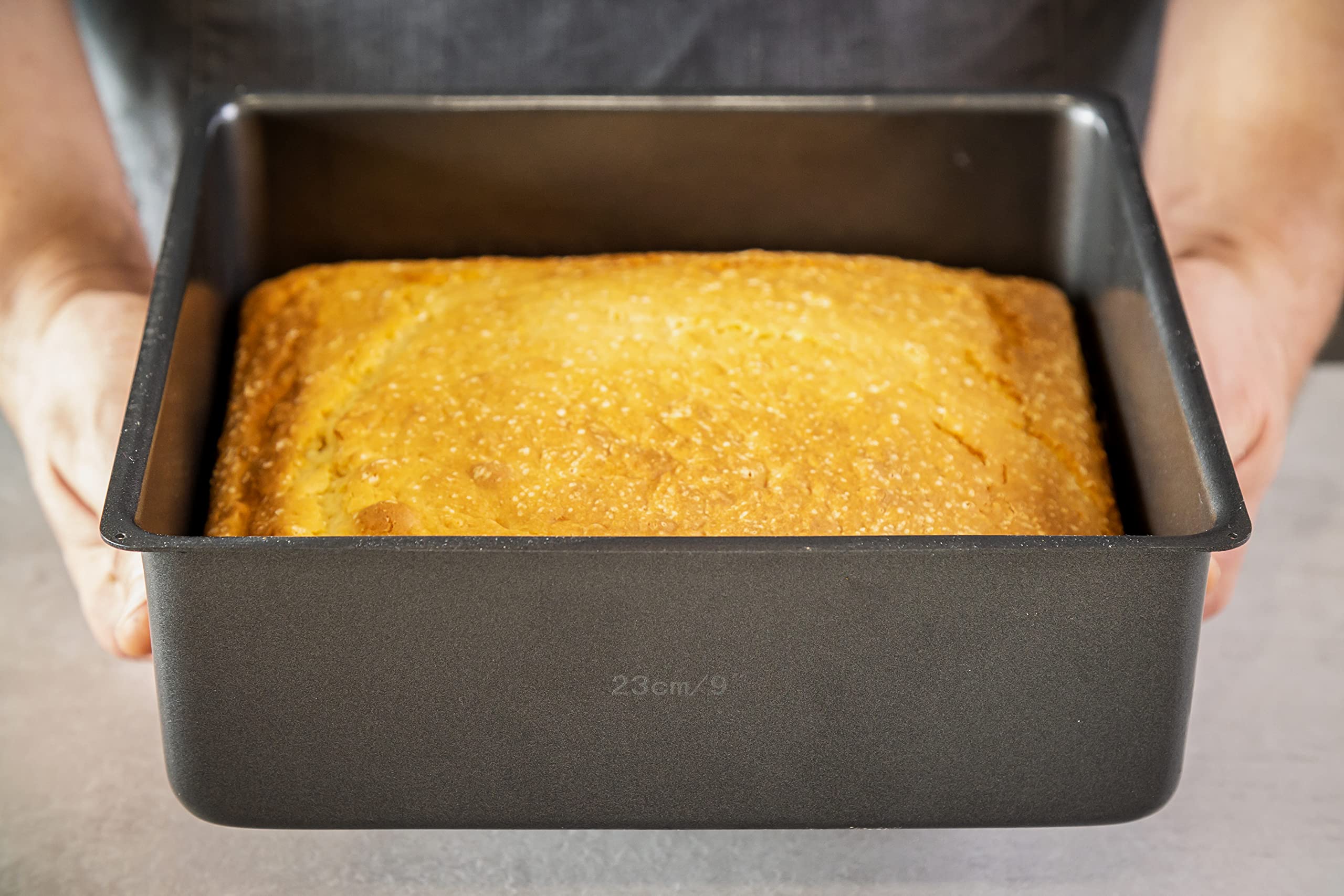 MasterClass Deep Cake Tin, 23cm Square Pan, With Loose Bottom, Non