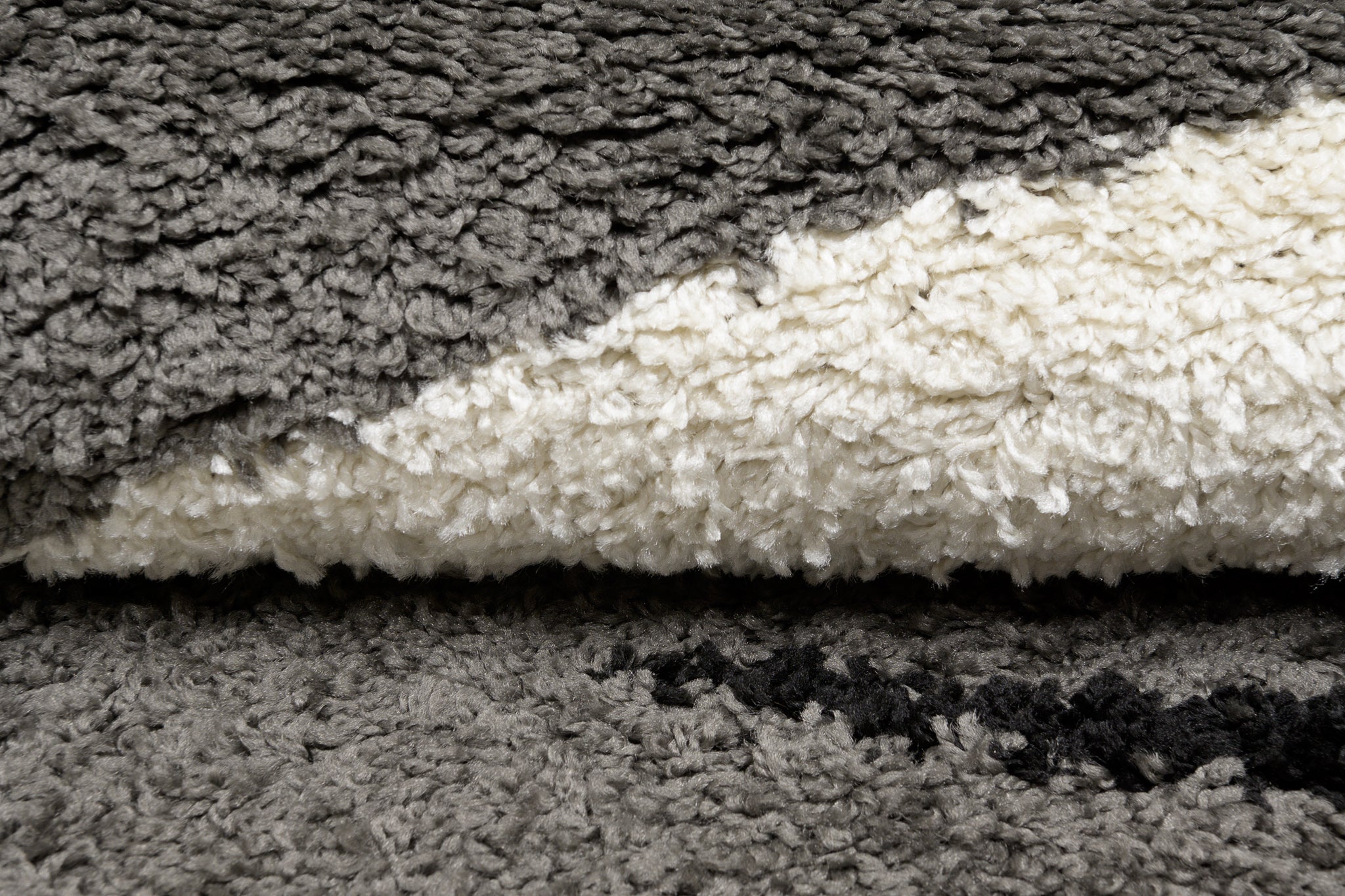 TAPISO Delhi Tapis de Salon Chambre Noir Gris Blanc Ondes Abstrait Moelleux Shaggy Super Doux Poils Longs Epais 60 x 100 cm - 4