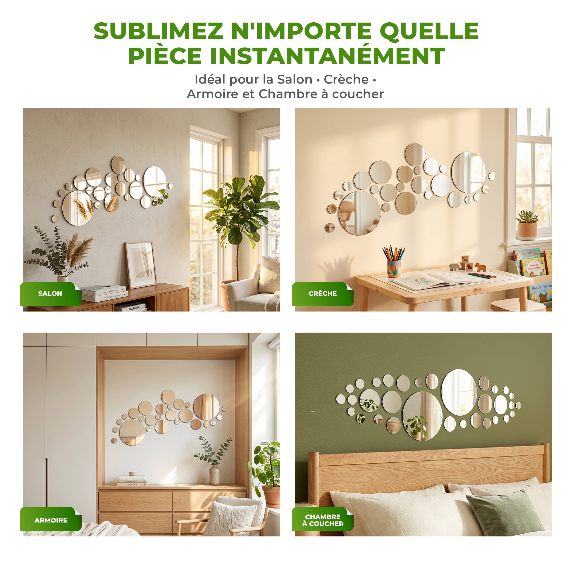 26 stickers miroirs ronds - Autocollants stickers adhésifs effet miroir - 6