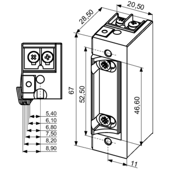 Gâche électrique à rupture - SE - Sewosy - A encastrer - 12V DC - 2