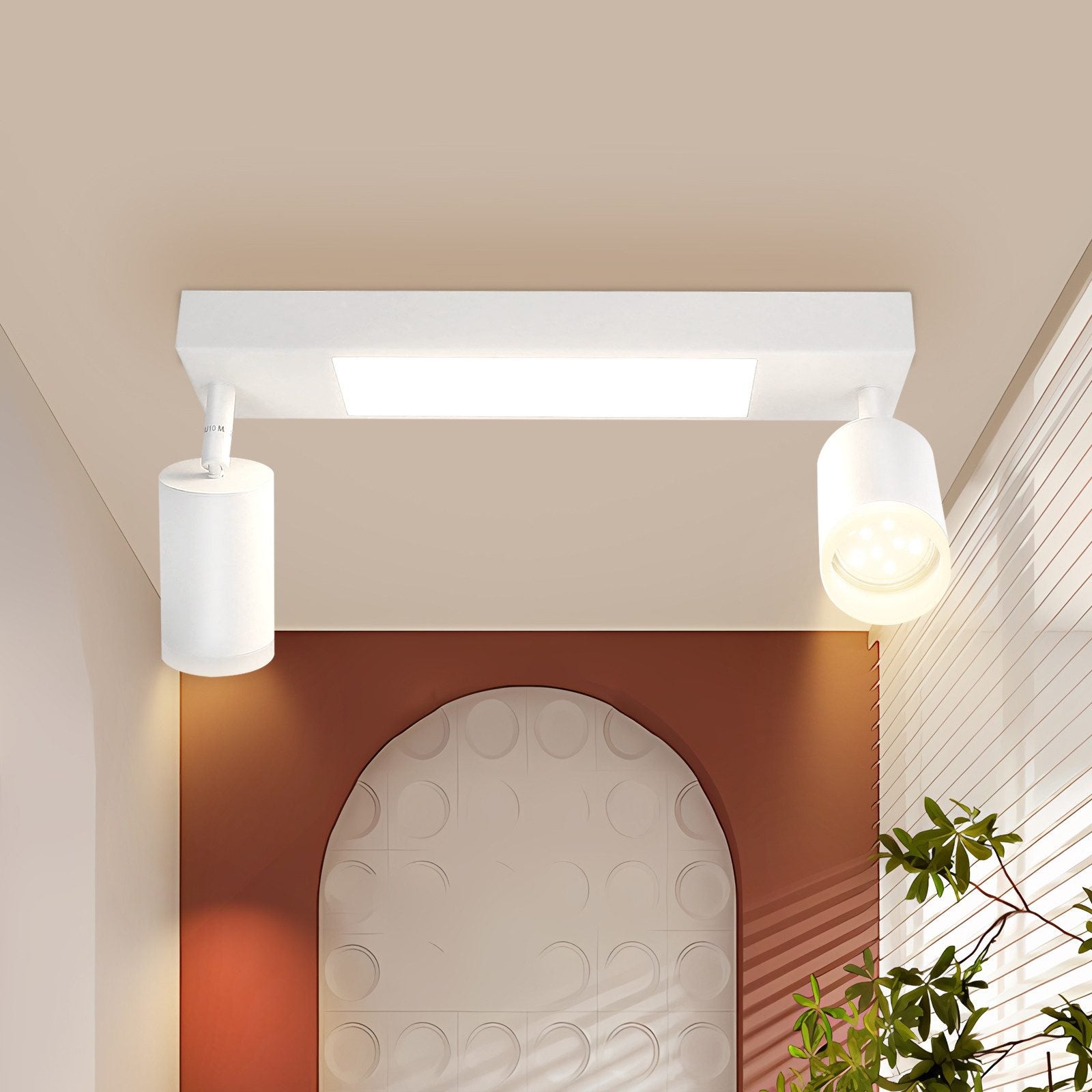 ZMH Reflektor sufitowy z 2 żarówkami GU10, 3000 K, 20 W, ciepła biel, regulowane wykończenie metalowe