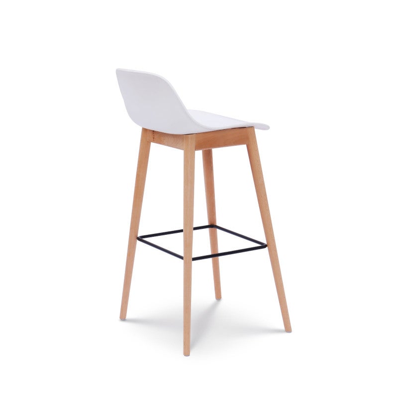 Set de 2 Taburetes de Barra Blancos de Estilo Escandinavo con Patas de Madera Natural - Altura 66 cm - 5