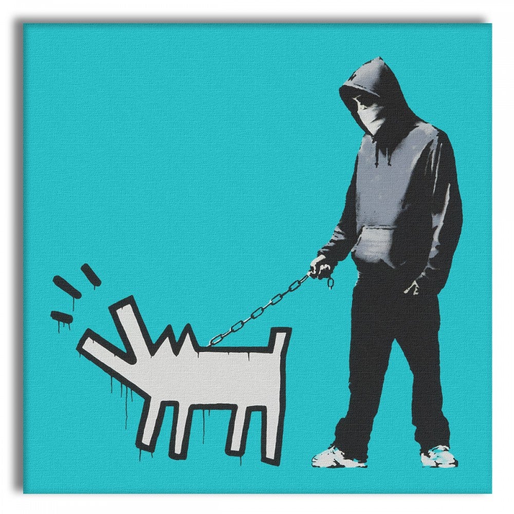 BANKSY - BLUZA Z KAPTUREM GEJOWSKIM I Z PIESKIEM - Obraz na płótnie na drewnianej ramie 100x100 cm