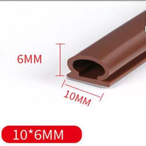 Ruban d'étanchéité de porte auto-adhésif, bande d'étanchéité de joint de porte auto-adhésive coupe-vent et insonorisée, 10*6mm, marron 10M - 8