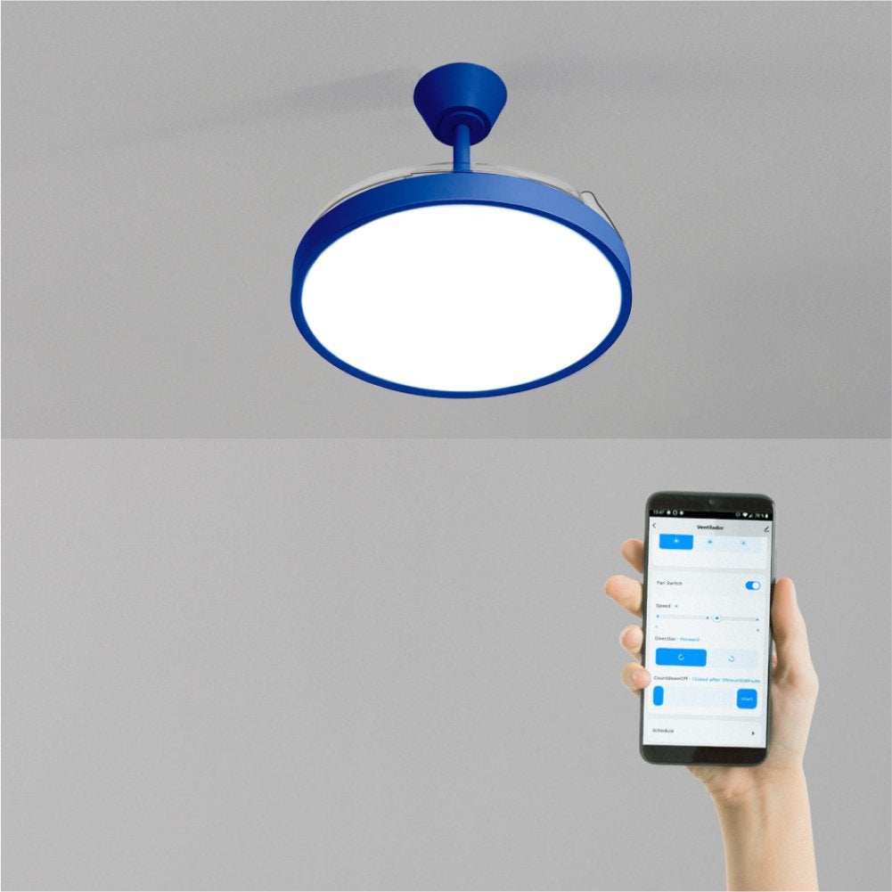 CREATE - WIND CLEAR STUDIO - Wentylator sufitowy 40W cichy z chowanymi łopatkami i oświetleniem LED, różne rozmiary -
