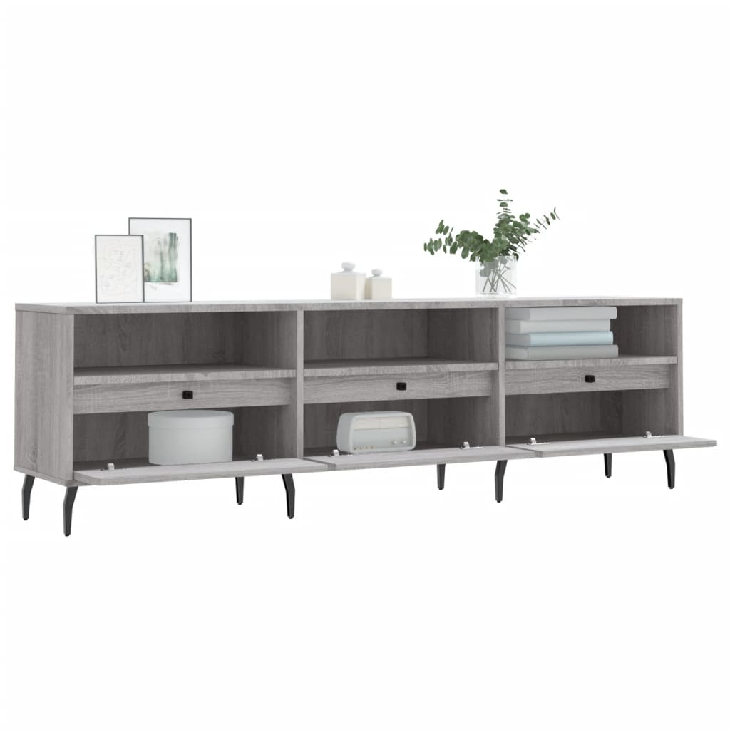 Meuble TV sonoma gris 150x30x44,5 bois d'ingénierie - 4