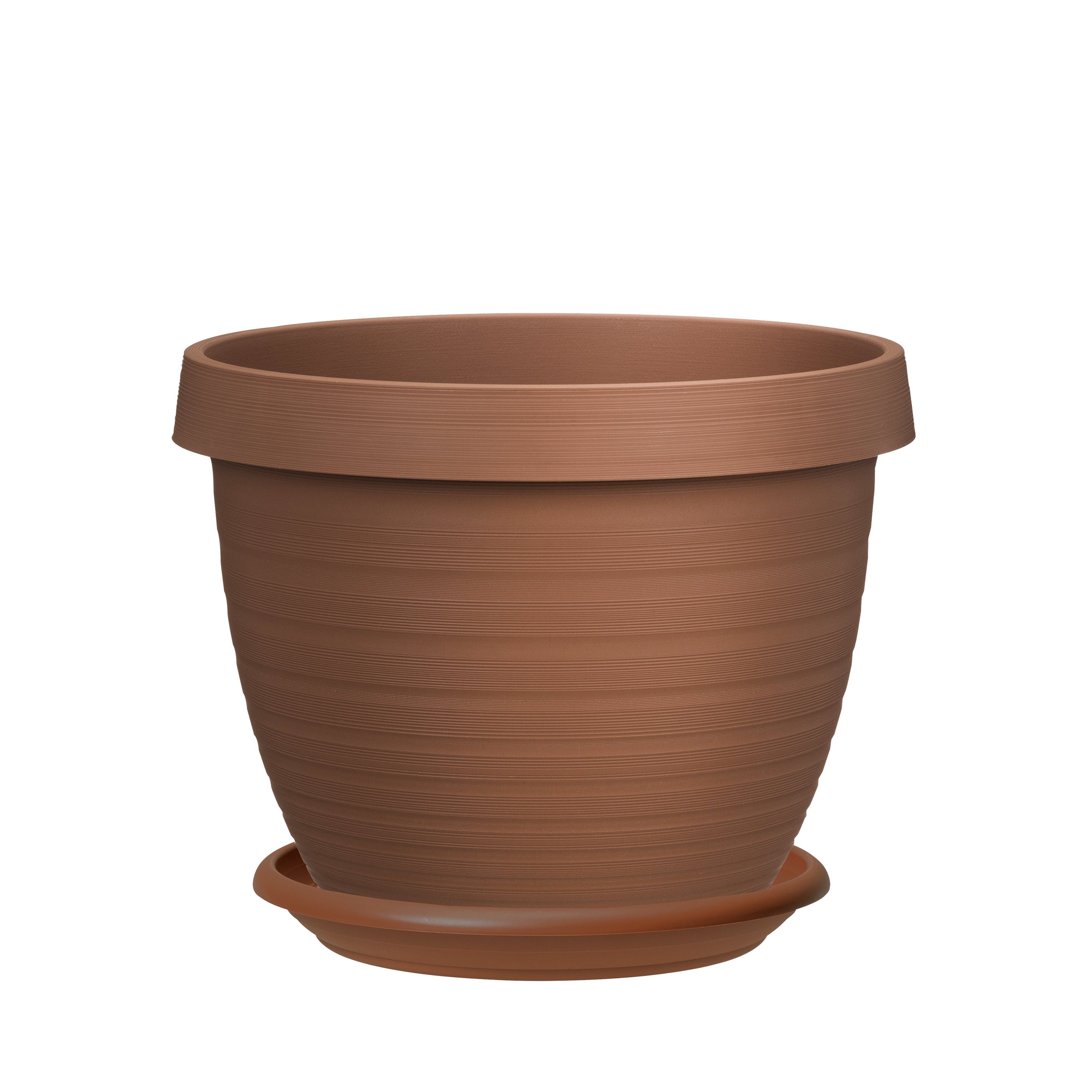Scheurich Set de 3 pots à fleurs Country Star 40 avec soucoupes, en plastique coloris: terre cuite, 39 cm de diamètre, 30 cm de hauteur, 21,5 l vol. - 5