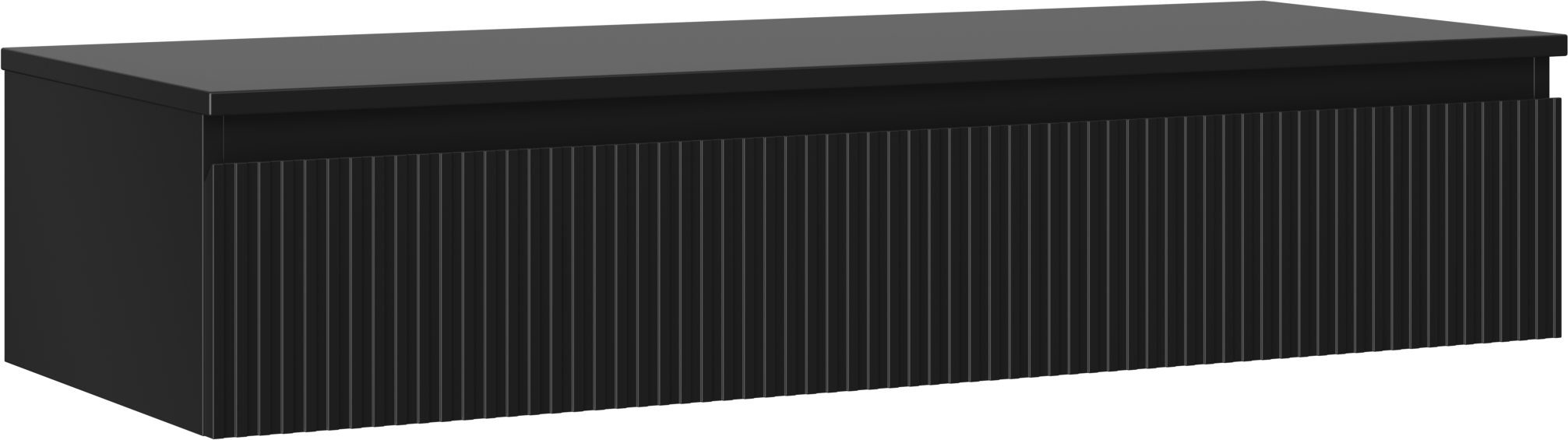 Mexen Rivel szafka łazienkowa podumywalkowa 120 cm z blatem, 1 szuflada, ryflowana , czarna mat - 91A20-12023-1-BFC71