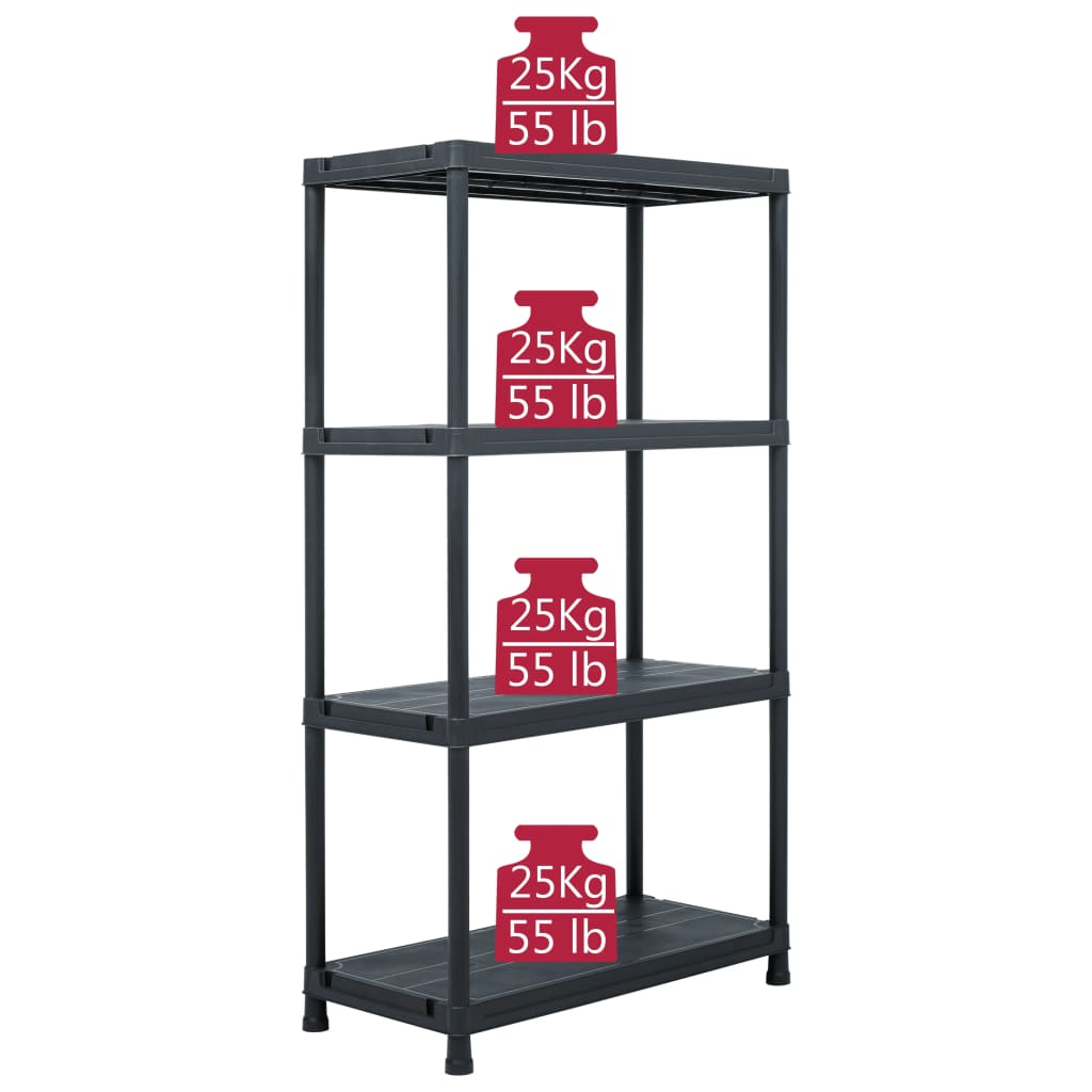 Estantes de plástico 5 unidades 60x30x138 cm pretas – ComfortXL - 8