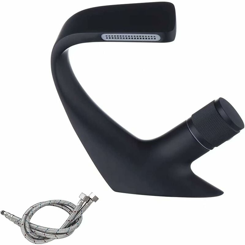 Matowa czarna bateria umywalkowa do łazienki, nowoczesna bateria umywalkowa z wodospadem, bateria umywalkowa jednouchwytowa