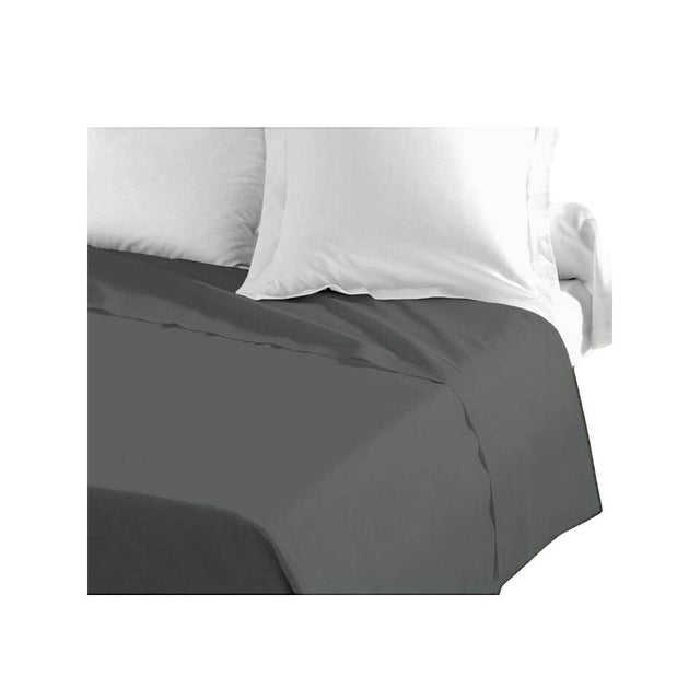 Drap Plat 100% coton 240 x 300 cm gris foncé - LOVELY HOME