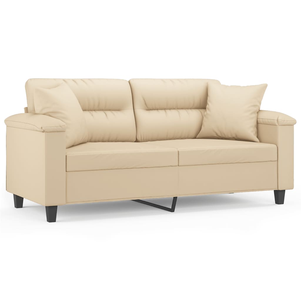 Sofá de 2 plazas | sofá de salón | sofá de descanso con cojines tela microfibra color crema 140 cm cfw47566