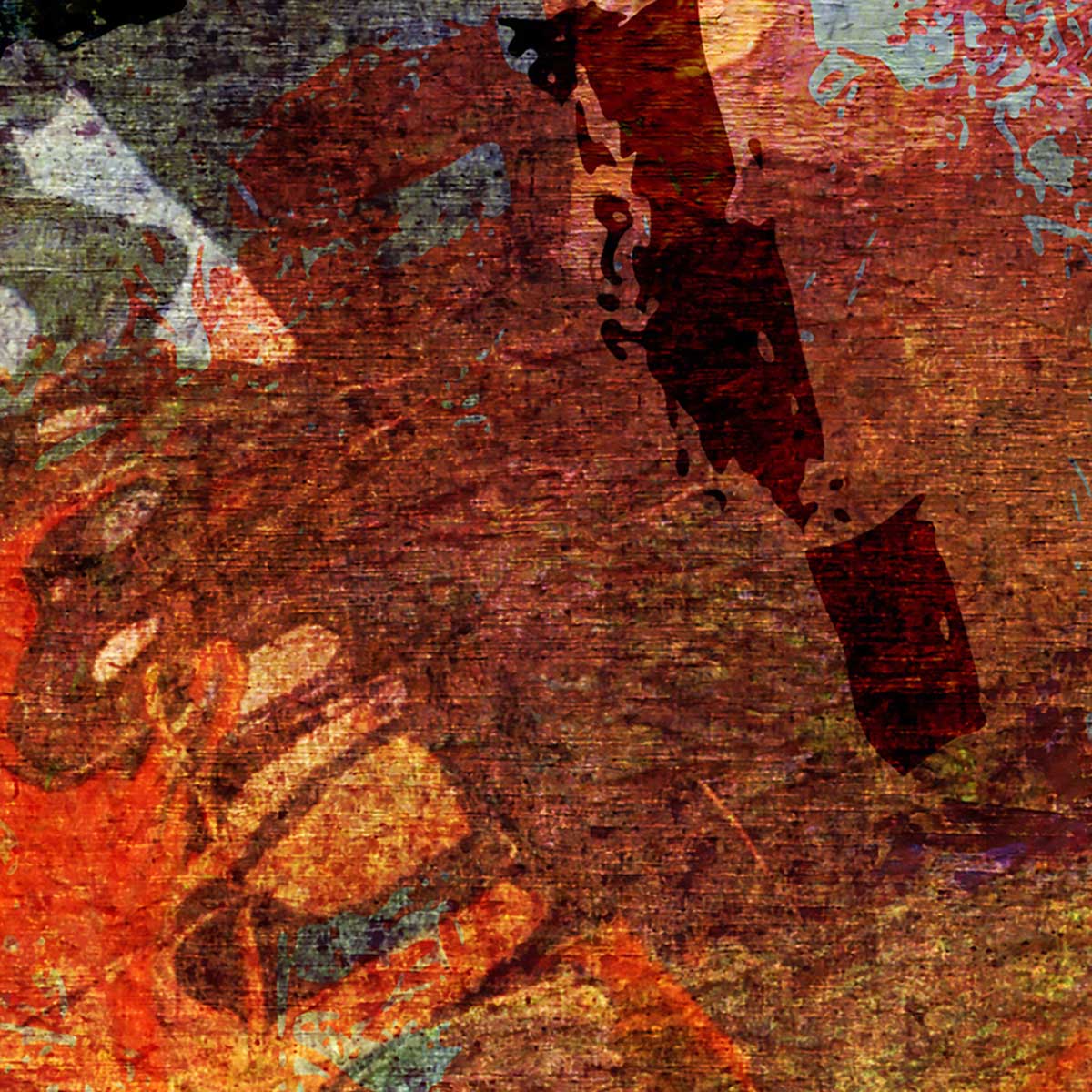 Tableau triptyque abstrait tempête solaire - 90x60 cm - 4