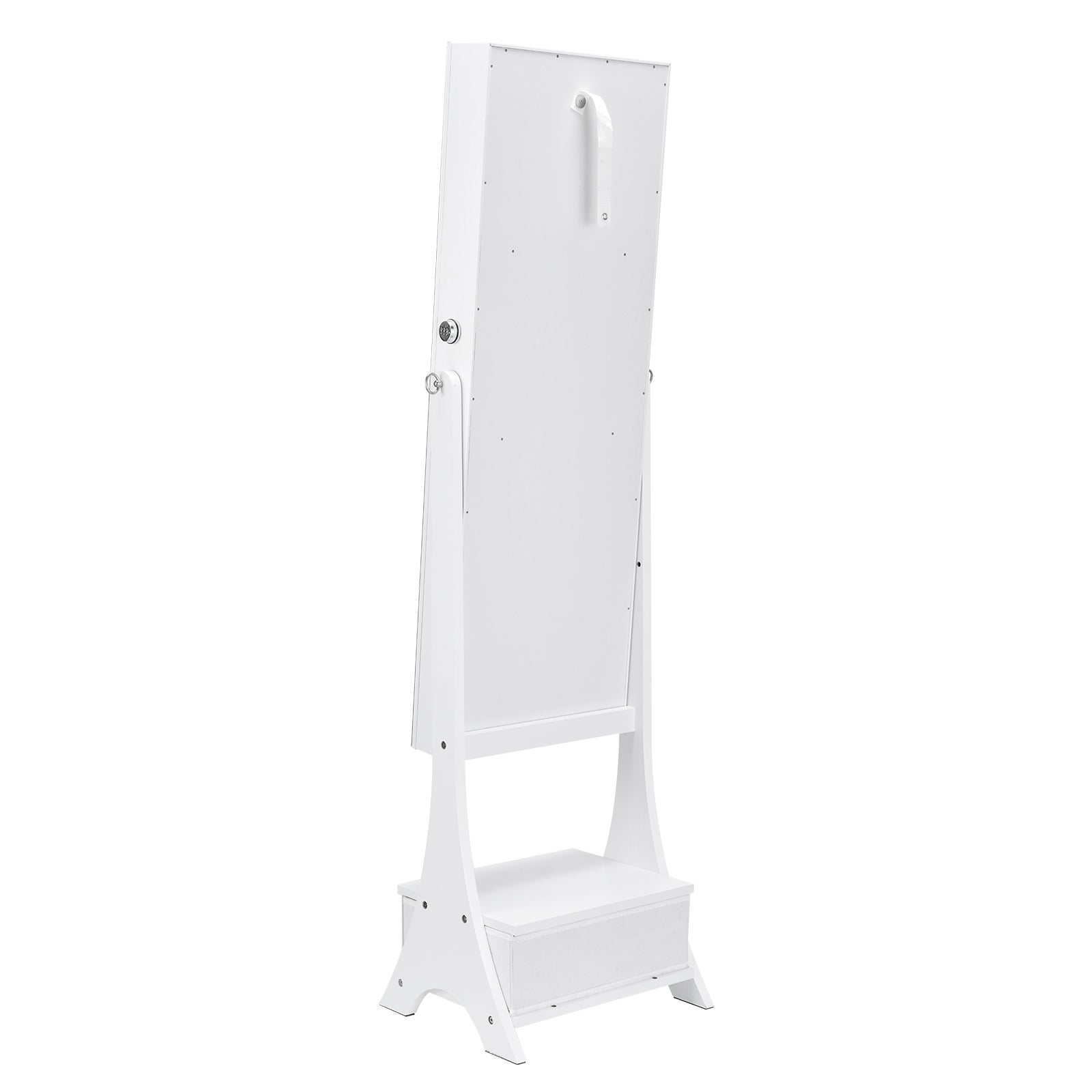Armoire à Bijoux VEVOR avec Miroir Pleine Longueur, Organisateur sur Pied, Verrouillable, Intérieur LED, Velours, Tiroirs, Blanc - 9