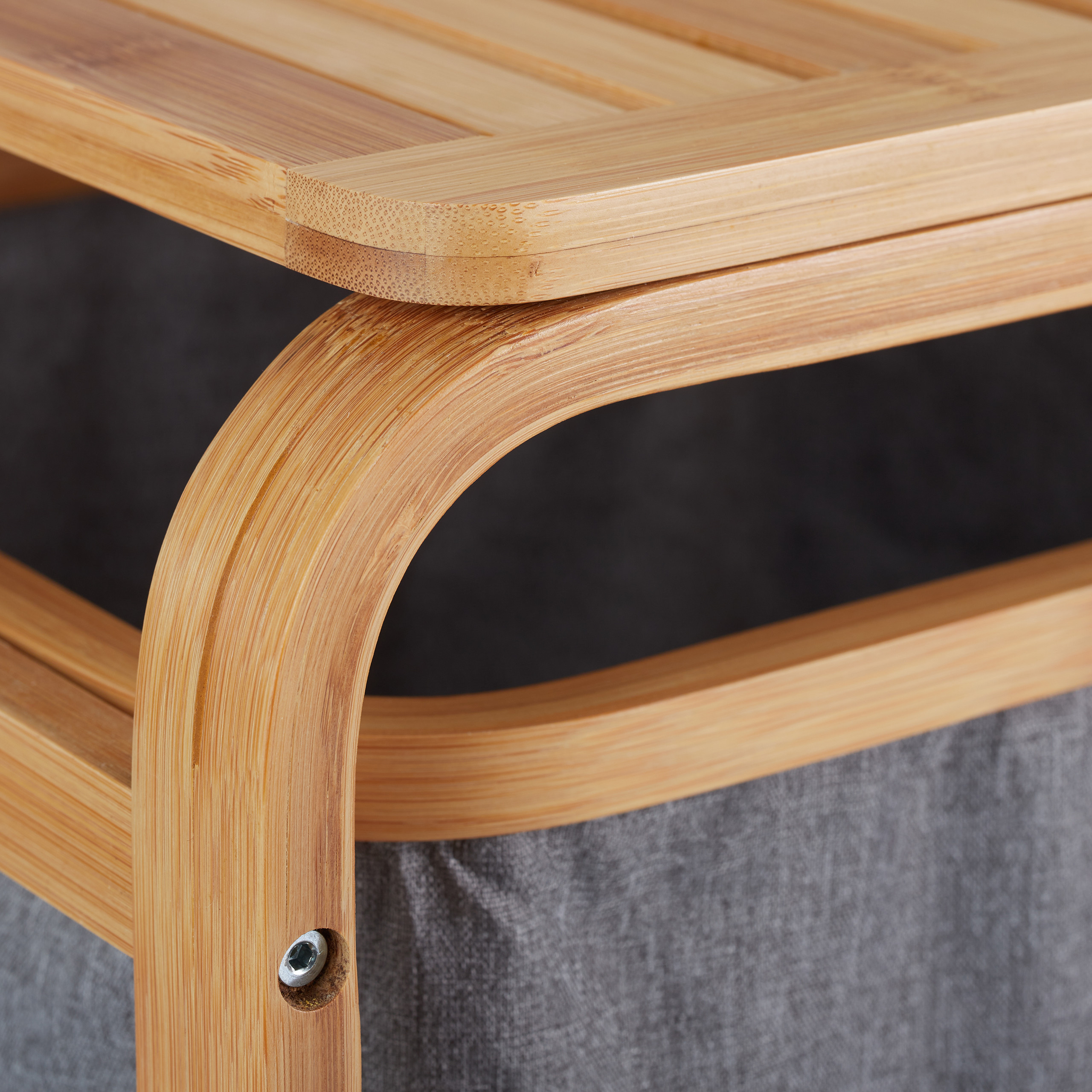 Relaxdays Meuble à linge, 3 bacs, bambou, étagère pour salle de bain avec compartiments, HLP 70x49x33,5 cm, nature/gris - 7