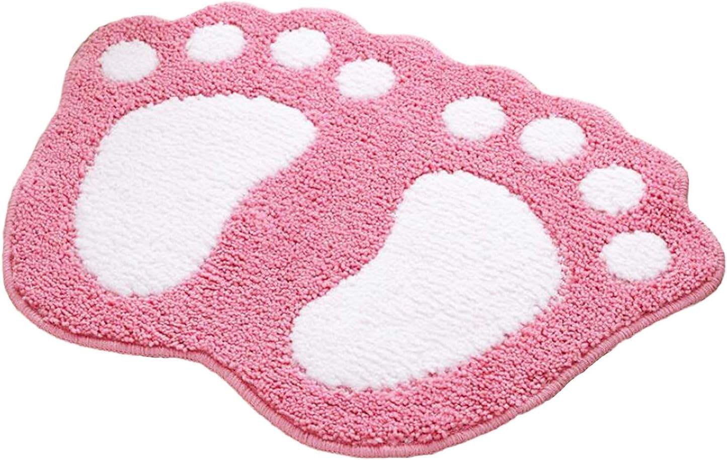 Tapis salle de bain - Motif grands pieds - Polyester rose - Dimensions ...