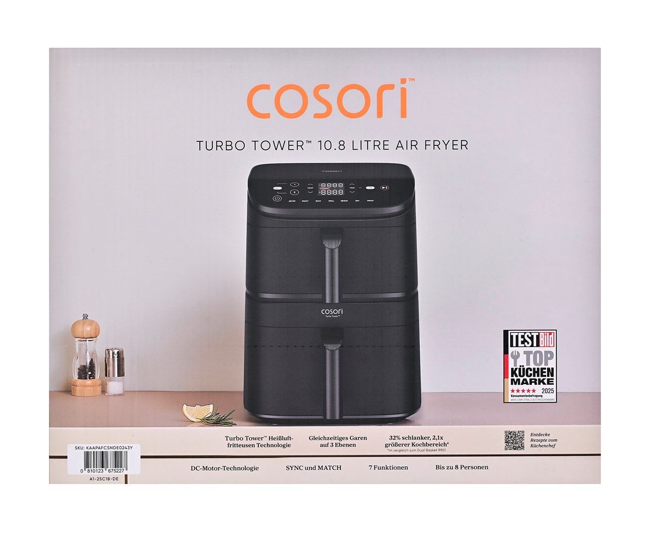 Cosori CAF-DC121-ADER Freidora de Aire Doble Independiente Negra 10.8 L - 6