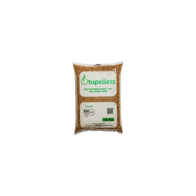 Pellet di legno 100% naturale per riscaldamento, 15 kg | 1 sacco da 15 kg | Combustibile ecologico | Energia rinnovabile