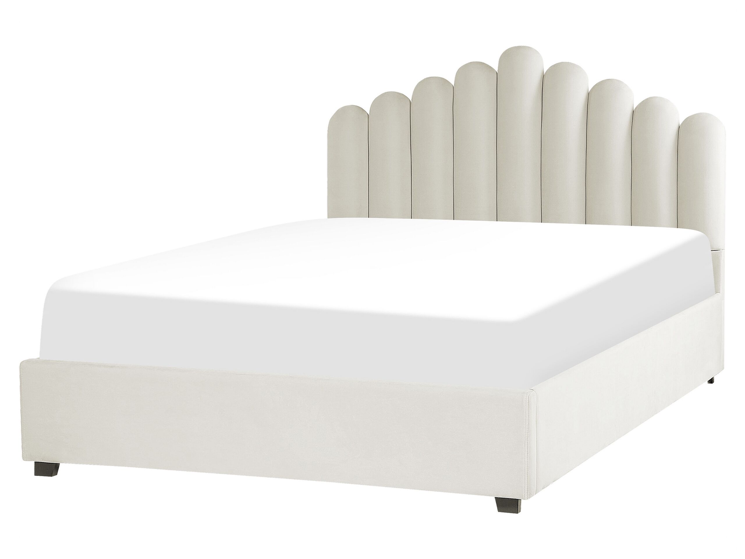 Letto contenitore Velluto VINCENNES 160 x 200 cm Bianco sporco - 4