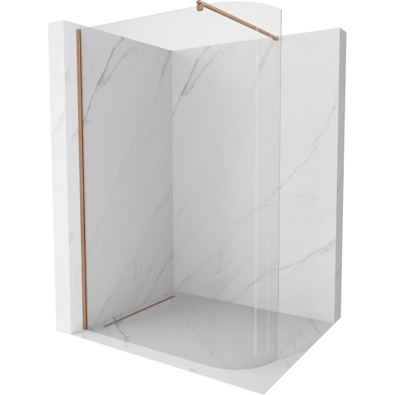 Mexen Kioto-R ścianka prysznicowa zaokrąglona Walk-in 140 x 200 cm, transparent 8 mm, miedź szczotkowana - 800-140-101-65-06