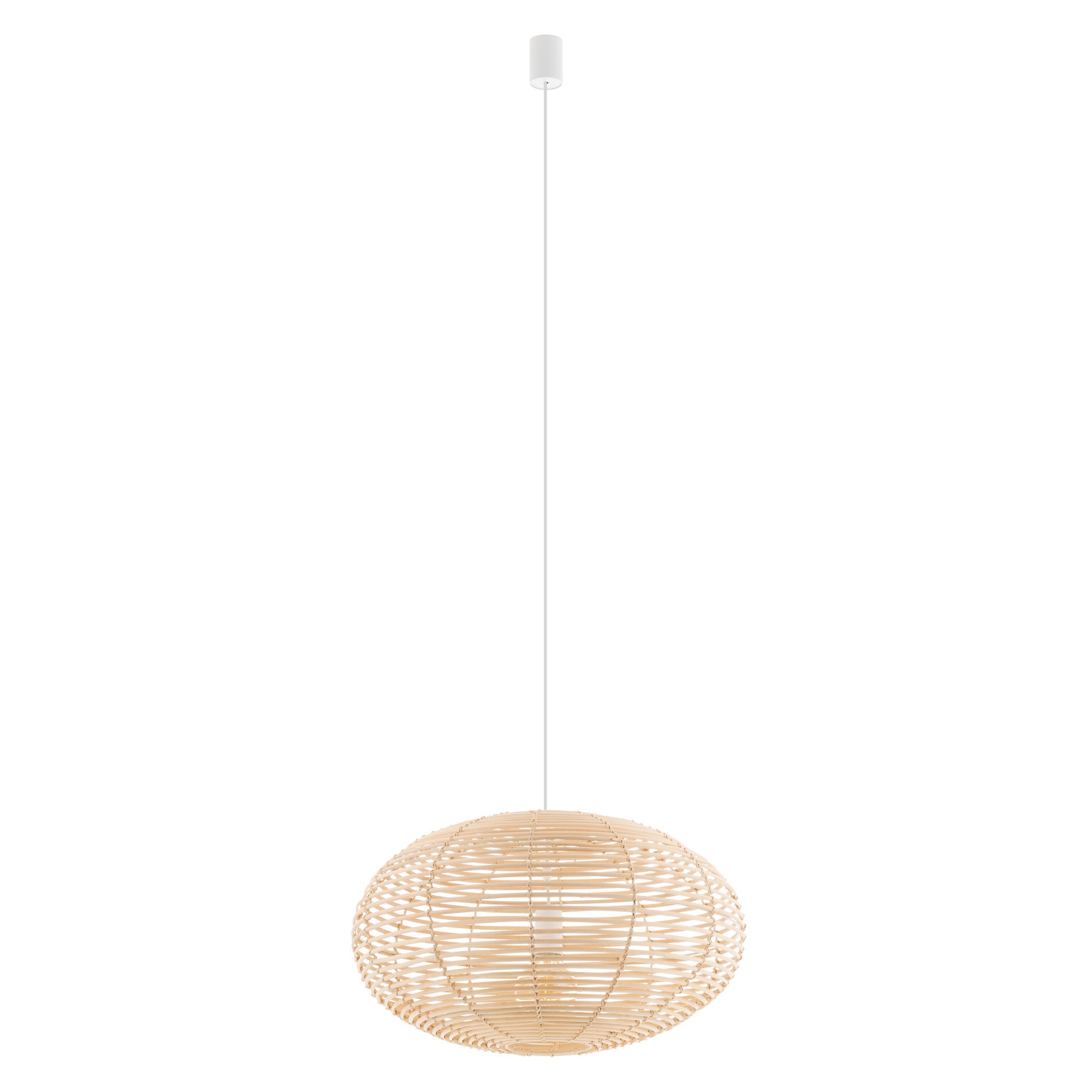 Lampa wisząca Rattan M naturalne drewno-biała 1xE27x25W wym: 160 x 60 x 60 cm wiklina / rattan / słoma Nowodvorski Lighting