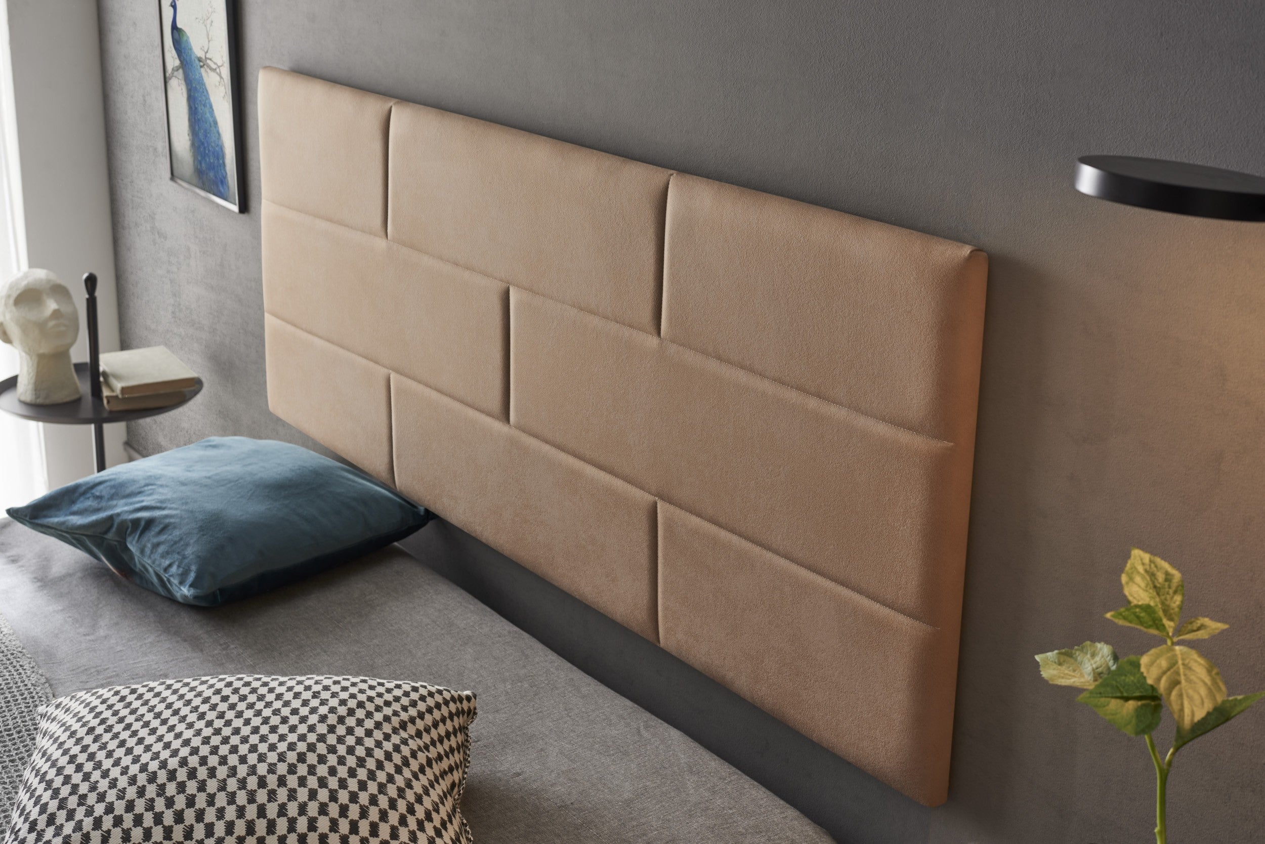 Testiera del letto 150 murali mattoni antimanchas tessuto 152x57x5cm cammello claro - 3