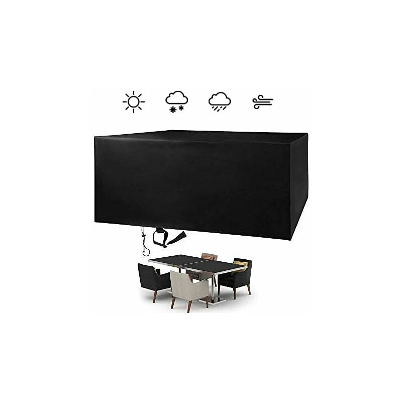 Wodoodporny pokrowiec ochronny na meble ogrodowe, prostokątny, wykonany z tkaniny Oxford 210D, na stół tarasowy (200 x 160 x 70 cm)