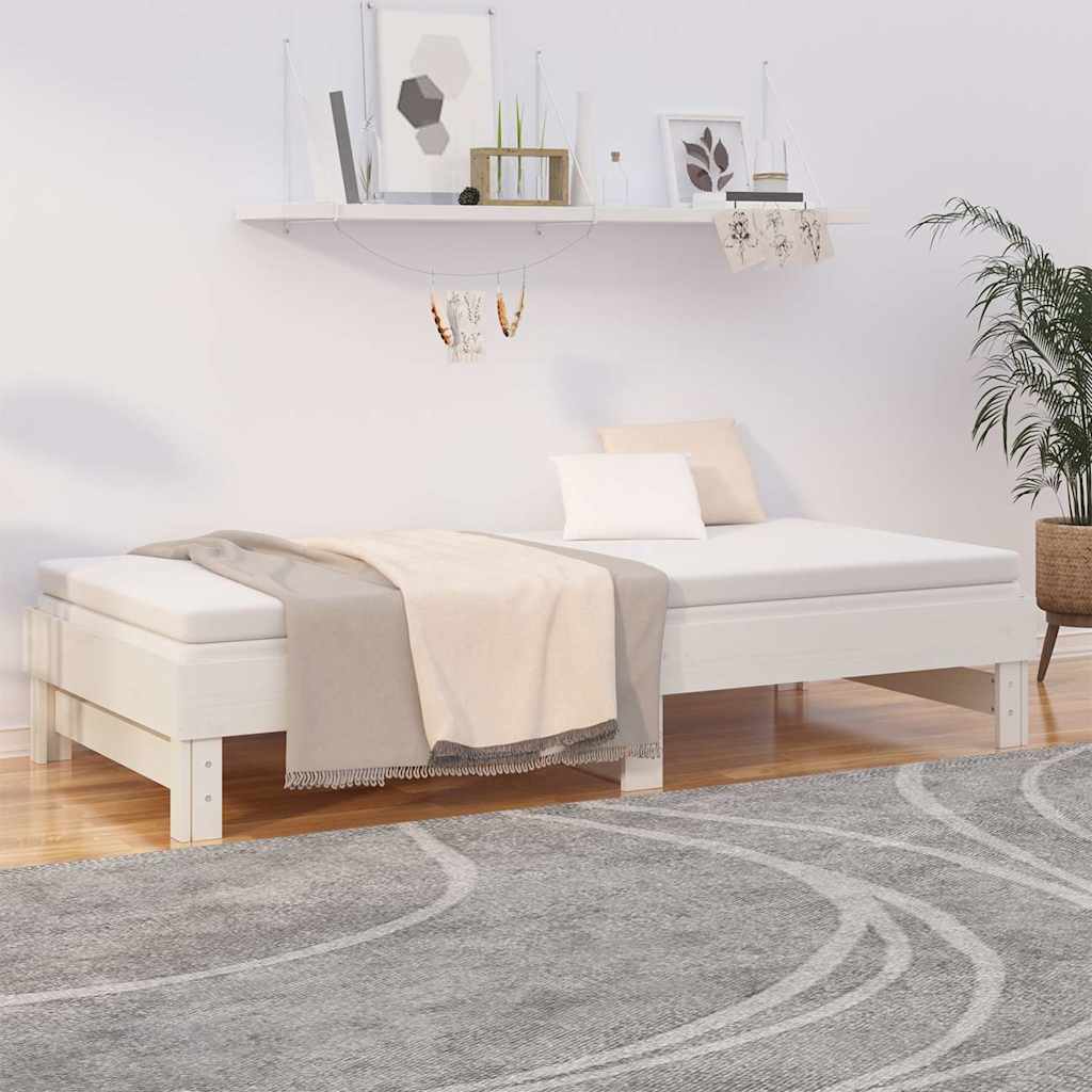 Lit coulissant sans matelas blanc 2 x (80 x 200) cm - 4