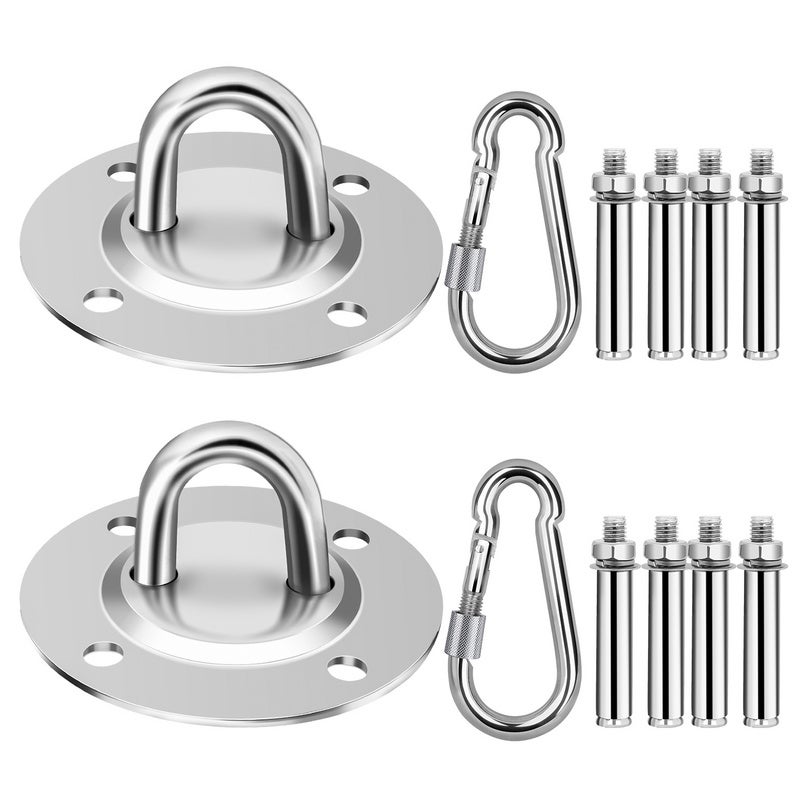Lot De 2 Crochets à Ressort Linxor – Acier Inox – Pour Suspension Hamac – 13x16x5 Cm
