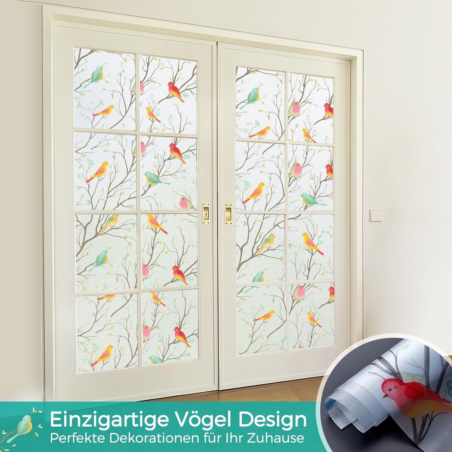 Pellicola elettrostatica per finestre (60 x 400 cm), opaca, antiriflesso, privacy, anti-UV, satinata, per ufficio, casa e camera da letto. - 2