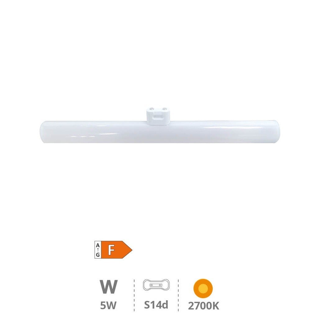 EDM Linestra LED 7W 500lm 6400K Luce Fredda, Tubo LED S14D 30cm, Sostitutivo Per Neon