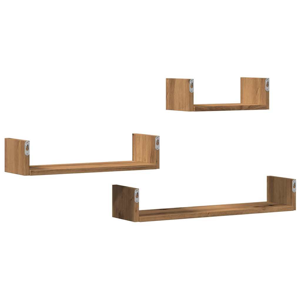 3 pcs Étagères murales | Étagère flottante | Étagère suspendue chêne artisanal bois d'ingénierie CFW859723 - 6