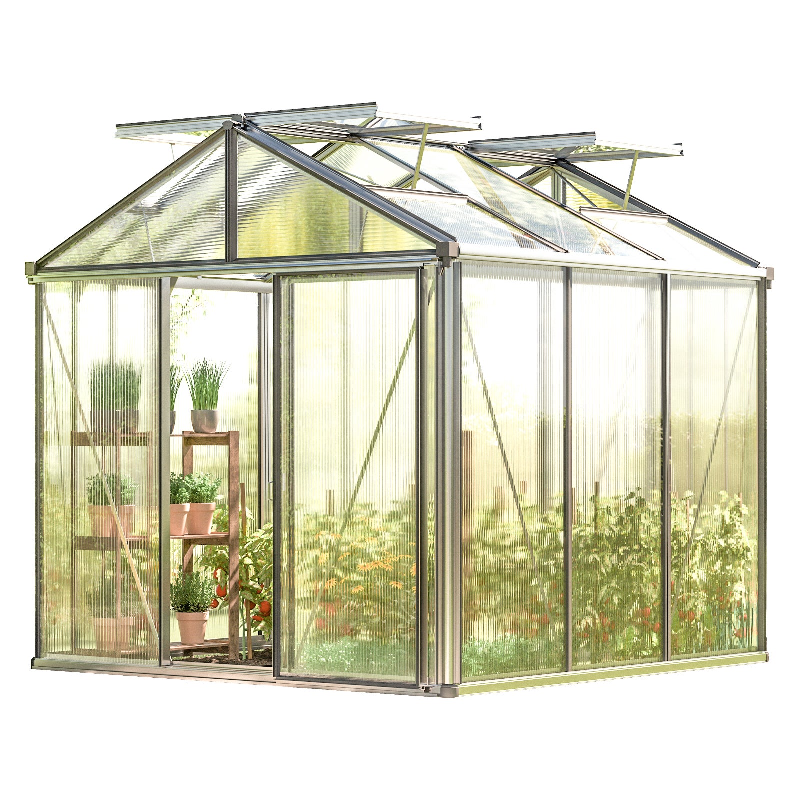 GFP szklarnia Diamas 21 Premium 235x235 cm - grube panele poliwęglanowe ok. 16 mm - kolor: aluminium naturalne