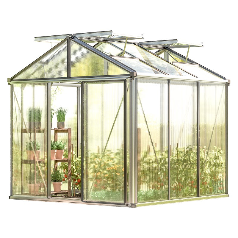 GFP szklarnia Diamas 21 Premium 235x235 cm - grube panele poliwęglanowe ok. 16 mm - kolor: aluminium naturalne