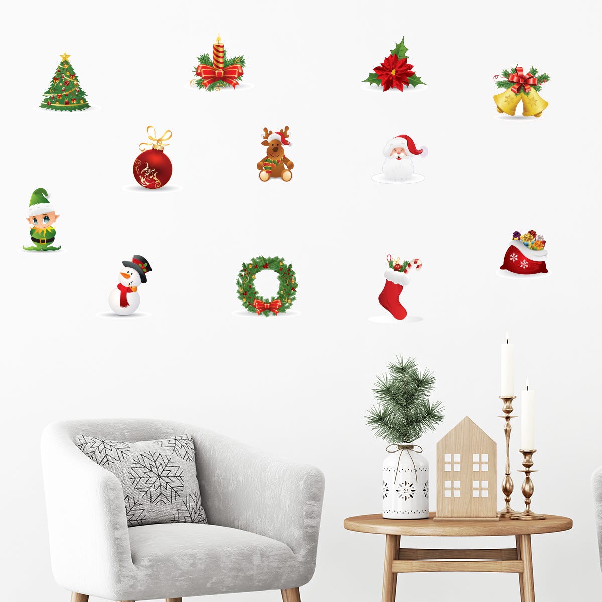 Sticker Noël décorations de Noël - Autocollants stickers adhésifs noël ...