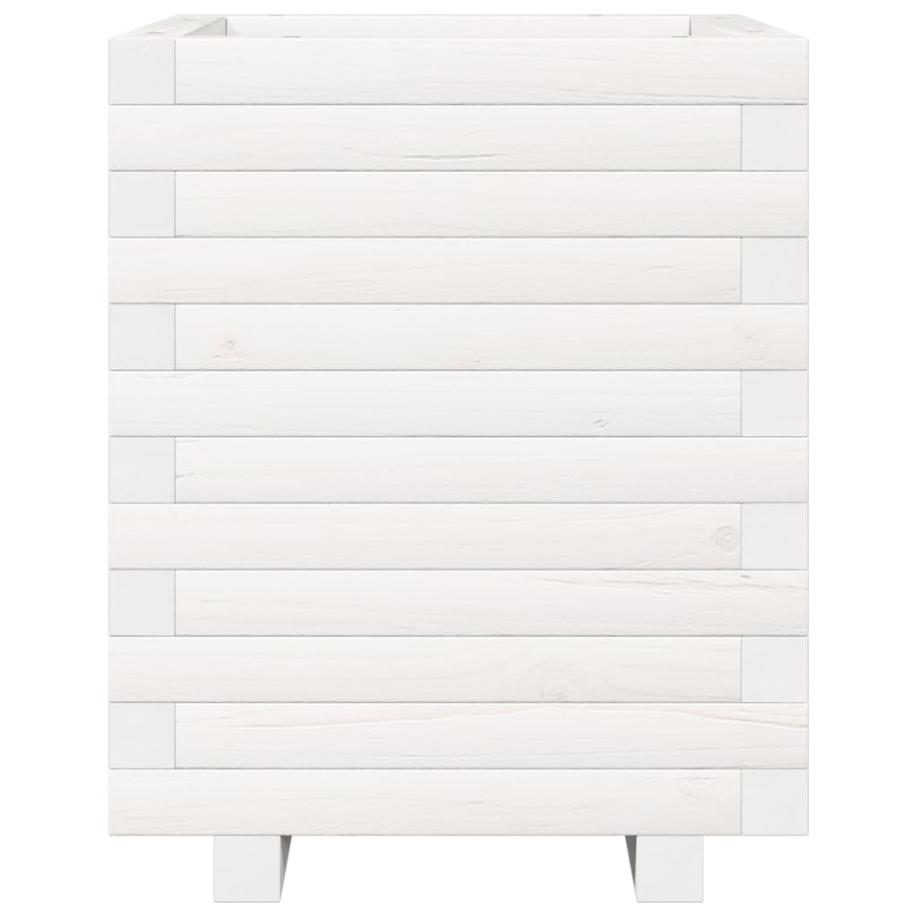 Jardinière bac lit surélevé plantes fleurs terrasse jardin 40 x 40 x 49,5 cm bois de pin massif blanc 02_0037567 - 2