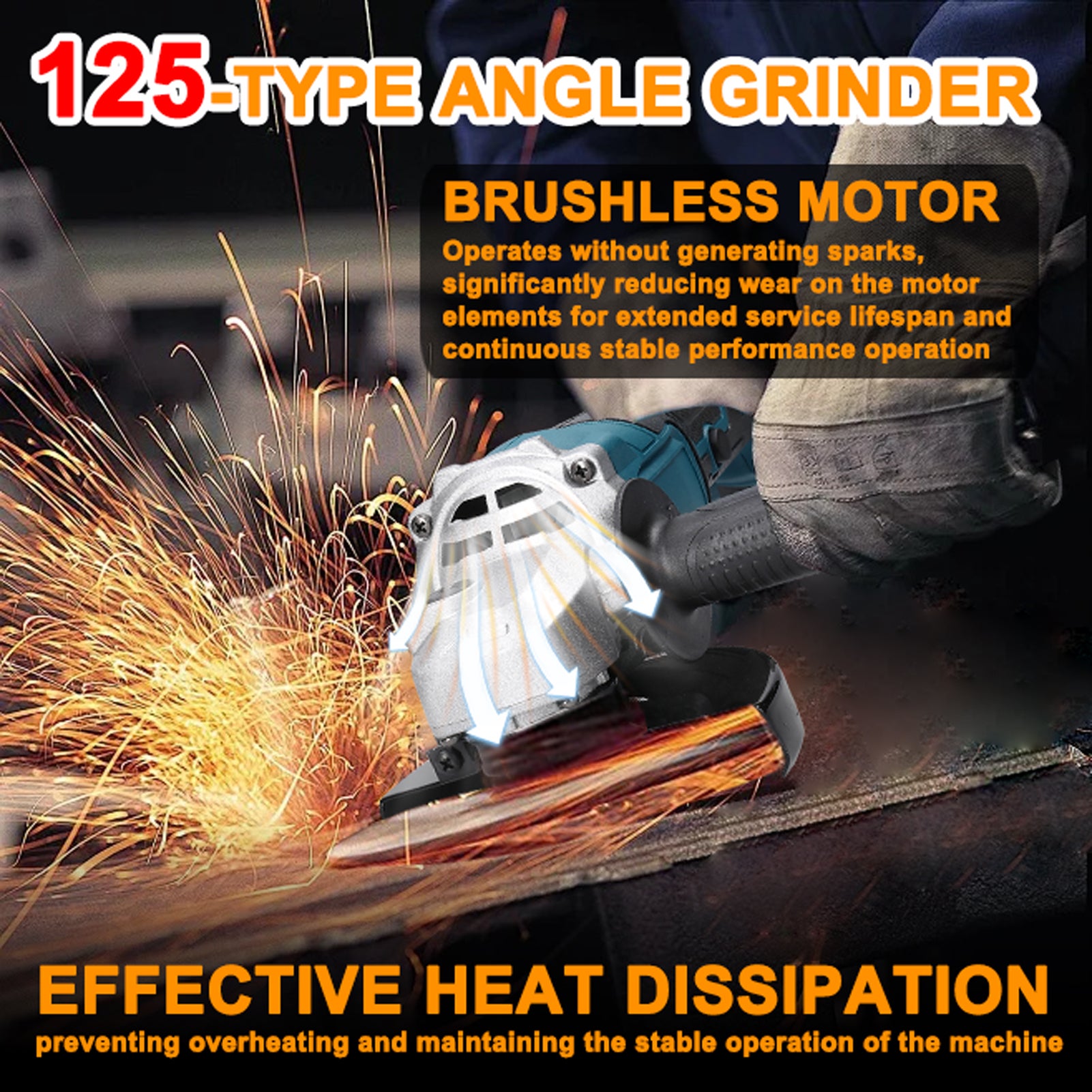 Meuleuse d'angle électrique multifonctionnelle de 125 mm, moteur sans balais, batterie au lithium portable, adaptée à la découpe et au polissage - 2