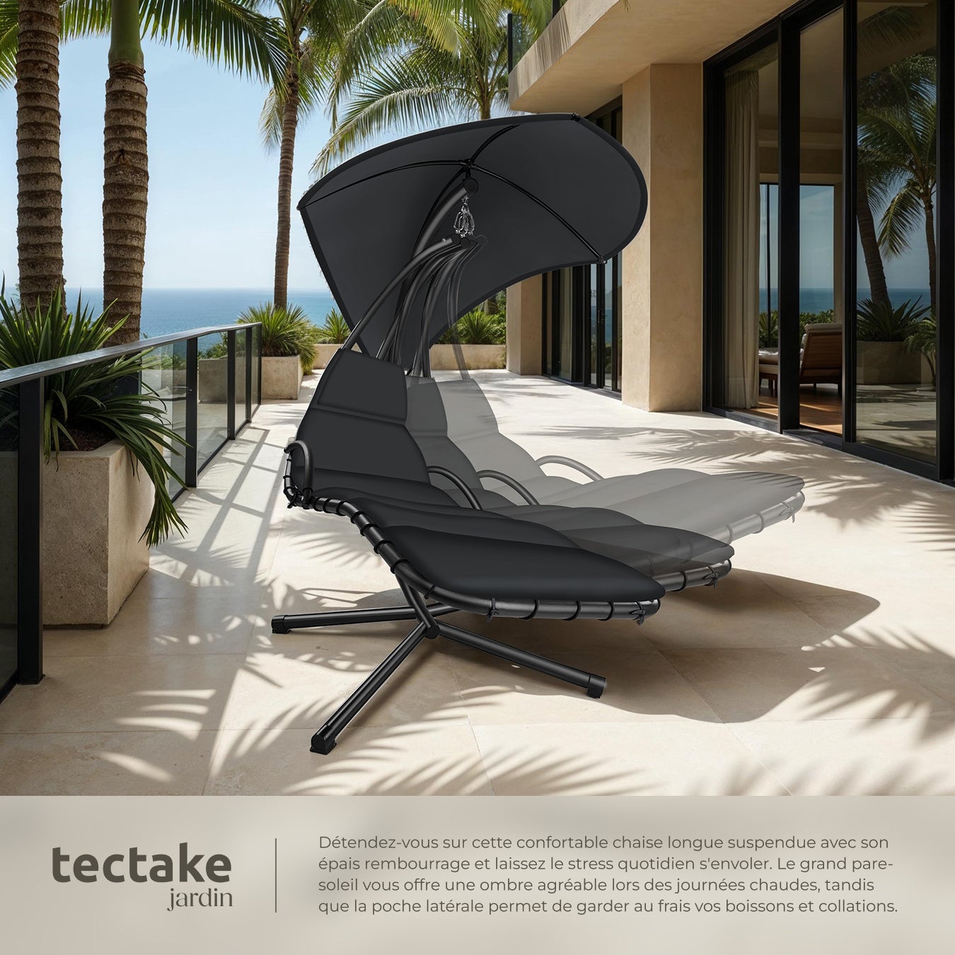 Fauteuil suspendu Elaria avec pare-soleil et poche latérale pare-soleil avec protection UV TECTAKE - 4