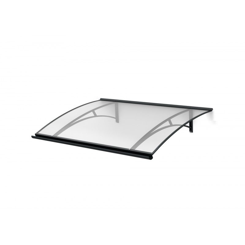 Arctom marquesina para puerta de aluminio en antracita largo 150x83,5, policarbonato celular
