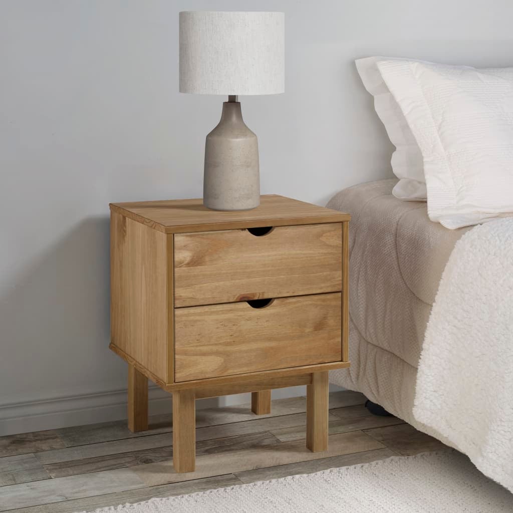vidaXL Table de chevet OTTA marron et gris 45x39x57 cm bois pin massif - La Poste